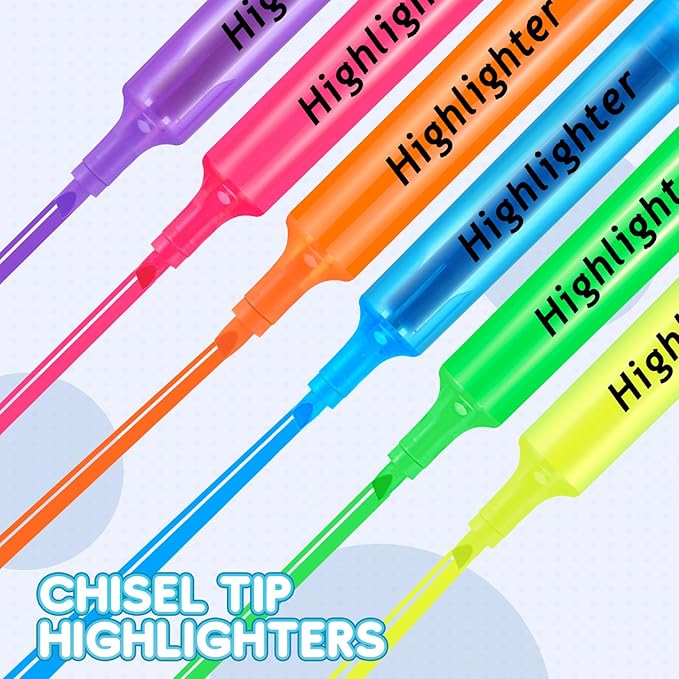 Qilery 72 Pack Highlighters Bulk, Tank Style Chisel Tip Highlighters Markers Pack Quick Drying for Adult Coloring, Home Office Supplies (Blue)