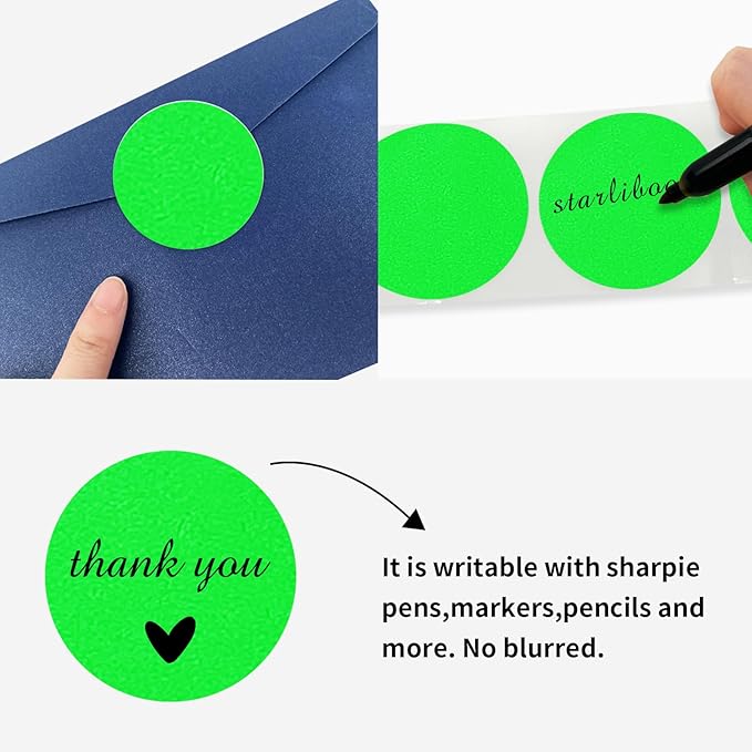 STARLIBOO Fluorescent Green Dot Stickers, 2 inch Garage Sale Stickers, Adhesive Circle Price Tags Sticker, Writable Not Blurry for Yard Sale (2Rolls/ 800Labels)