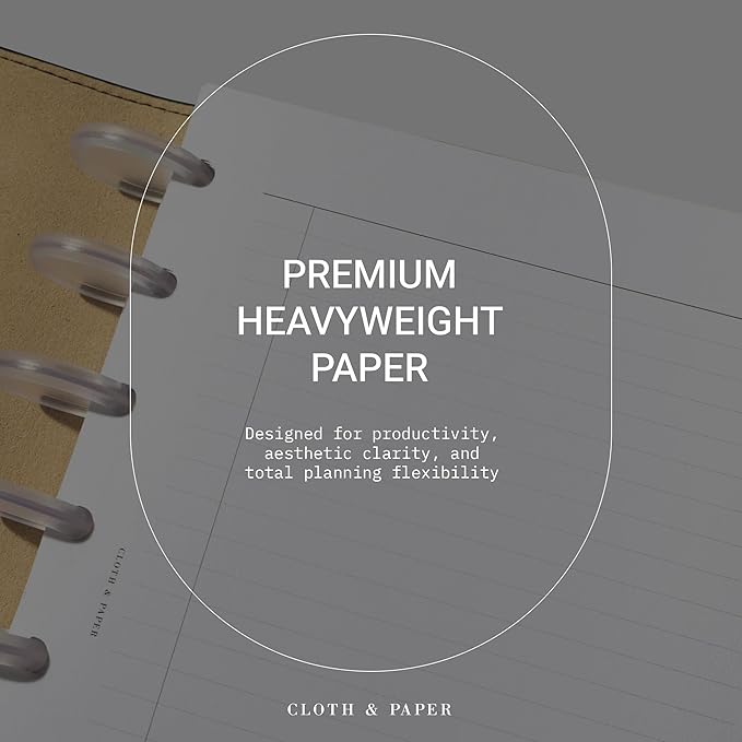 Cloth & Paper Task Planner Inserts – Half Letter Size 5.5 x 8.5 Inches | 8-Ring To-Do List 15 double sided Daily Planner Organizer | Minimalist Design | Premium Paper for Notes & Reminders