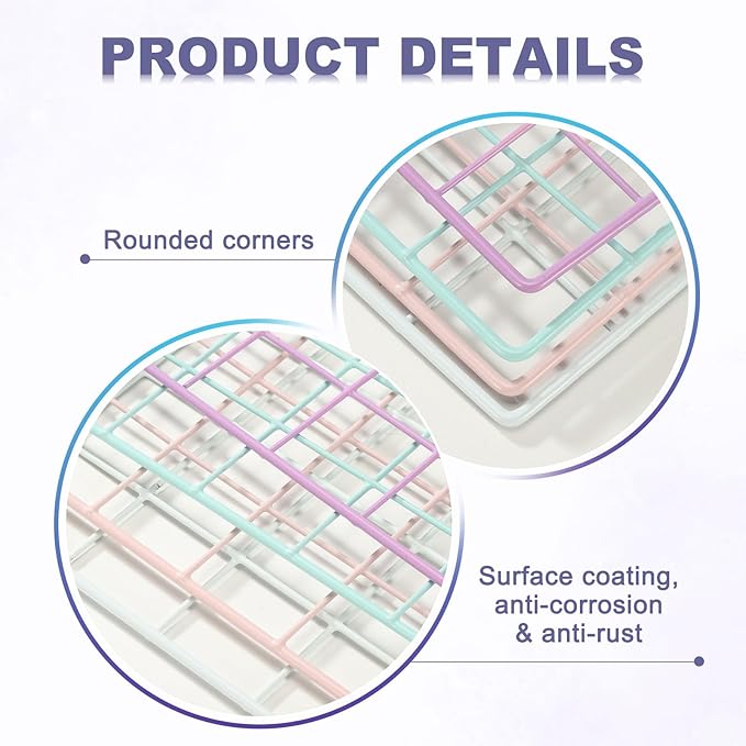 PATIKIL 12x12 in Wall Grid Panel, 6 Pack Wire Grid Panel Shelf Board Metal Gridwall Photo Pictures Display Hanging Organizer Mesh Frame Memo Board for Display DIY Craft Shows Home, Pink