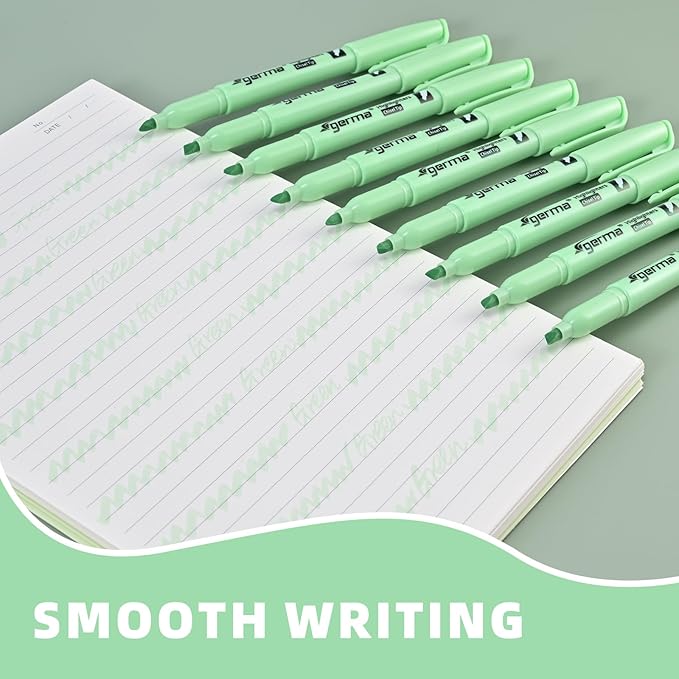 Green Highlighters 12 Pack, Mild Pastel Color, Chisel Tip Bible Highlighters No Bleed, Quick-Drying, Cute Aesthetic Markers for Journaling, Bible Study, School Office Supplies