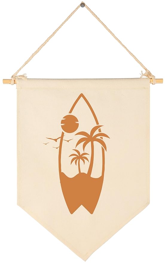 Surfboard Decor-Banner Decor-Beach Surfboard Coastal Vintage Decor-Rustic Outdoor Indoor Sign-Canvas Flag Pennant Poster Wall Art Gift for Home,Bar,Surf Shack,Kids Room,Playroom,Nursery