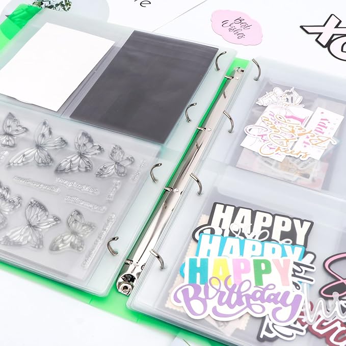 A4 4-Holes Round Ring View Binders Plastic Cover, Refillable Notebook Journal Binder File Folder, Loose Leaf Sheet Protector/DIY Scrapbooking/Binder Cover Protector (Green)