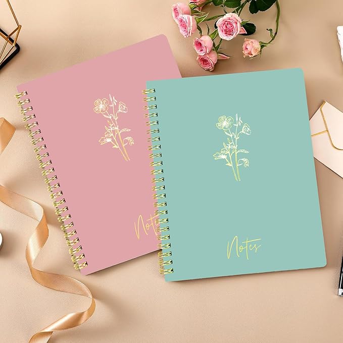 Spiral Journal Notebook for Women, A5 Aesthetic Notebook, 8"X6" college-ruled writing journal, cute notebook suitable for work notebooks, school notebooks and bible journal(pink)