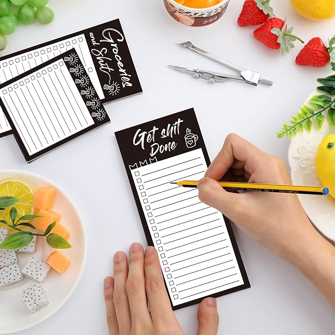 4 Pieces Magnetic Grocery List Pads Magnet to Do List Notepads Magnetic Refrigerator Memo Pad Funny Shopping Reminders Tear off Grocery Notepad, 2 Sizes