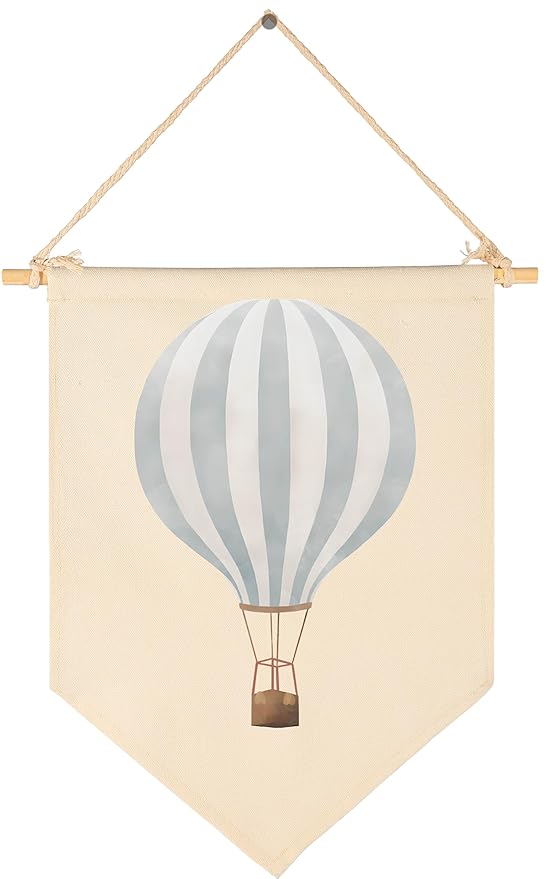 Boho Canvas Banner Flag Sign Pennant Poster Wall Decor Gift for Baby Boy Girl Kid Nursery Baby Room Above Crib Bedroom Playroom Reading Room Door-Hot Air Balloon Adventure-Birthday Christmas Gift