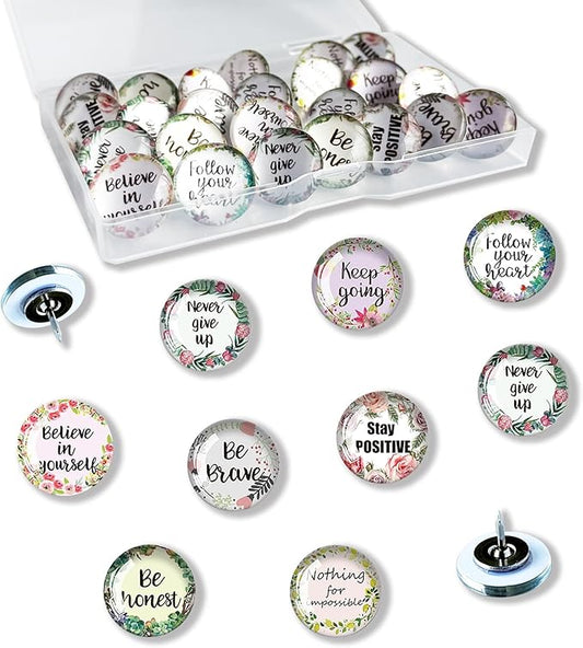 Push Pins,Thumb Tacks,Decorative Push Pins,Cute Thumb Tacks and Pushpins for Bulletin Board, Pin Board for Cork Board,Office Decor,or Home Décor (Floral-Motivational)