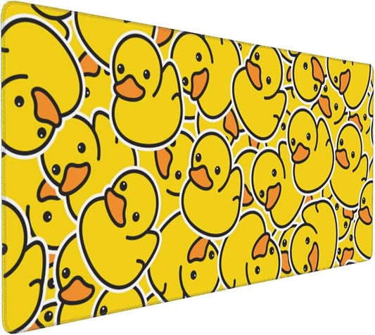 Cute Rubber Ducks Mouse Pads XXL Extended Mousepad with Stitched Edges Yellow Cartoon Ducky Non-Slip Rubber Base Computer Keyboard Pad Desk Mat for Home Office Desk Decor, 35.4" X 15.7"
