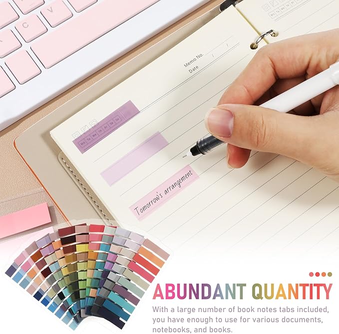 2400Pcs Sticky Annotation Tabs | Sticky Book Tabs for Annotating | 1.7" x 0.4" Page Markers for Binders | Clear Writable and Repositionable Flags Strip Index Tips (120 Color)