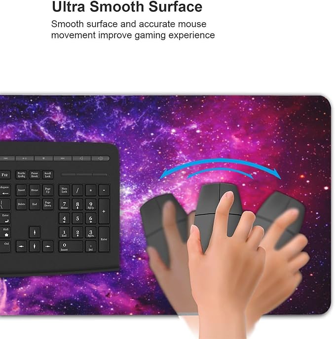Bursting Galaxy Universe Mouse Pads XXL Extended Mousepad with Stitched Edges Outer Space Non-Slip Rubber Base Computer Keyboard Pad Desk Mat for Home Office Desk Decor, 35.4" X 15.7"