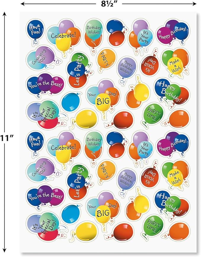 Current Balloon Birthday Sticker Variety Pack - 2 Sheets, 88 Assorted Stickers for Kids, Teachers, School, Scrapbooking, Journals, Monthly Planners, Calendars, Holiday Crafts & Greeting Cards