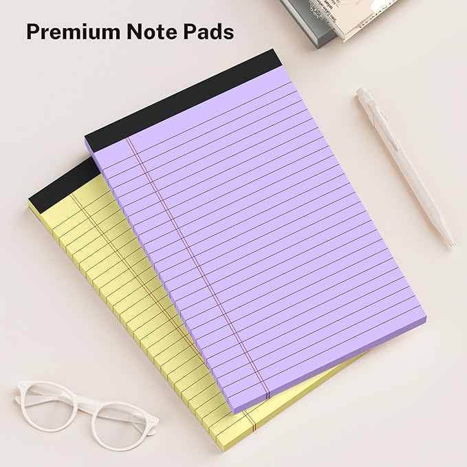8 Pack Note Pads 5 x 8 Inch, Colored Narrow Ruled Small Legal Pads, Perforated Notepad 5 x 8 Lined Writing Pads, College Lined Legal Notepads for To-do Lists, Daily Note-taking, School and Office