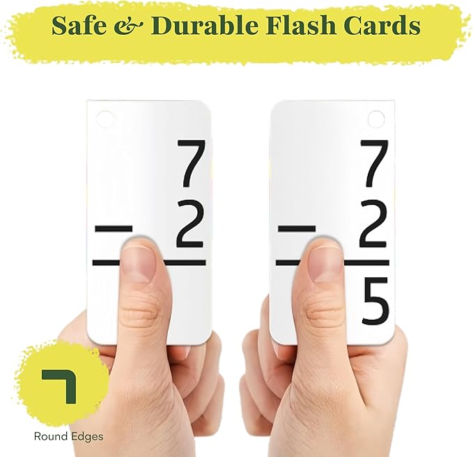 Star Right Subtraction Flashcards with 2 Metal Binder Rings - 169 Self Checking Flashcards - for Ages 6 and Up
