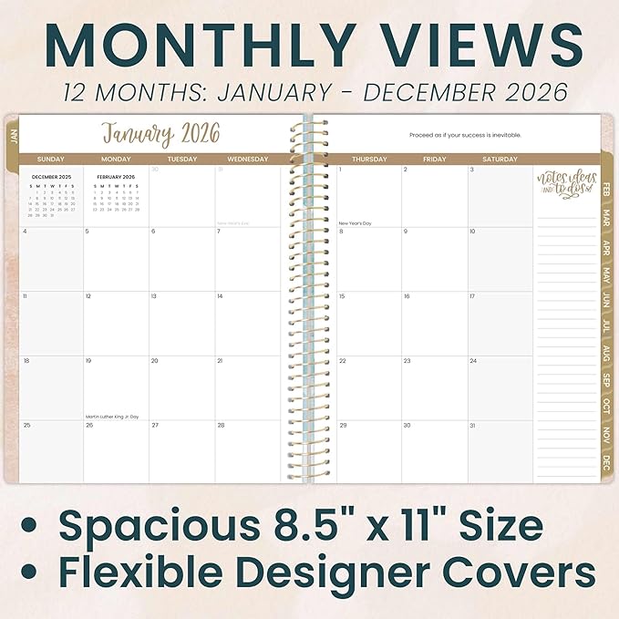 bloom daily planners 2026 Planner (January to December) - 8.5” x 11” Weekly & Monthly Dated Agenda Organizer Book with Stickers & Tabs - Flexible Soft Cover - Ocean Oasis