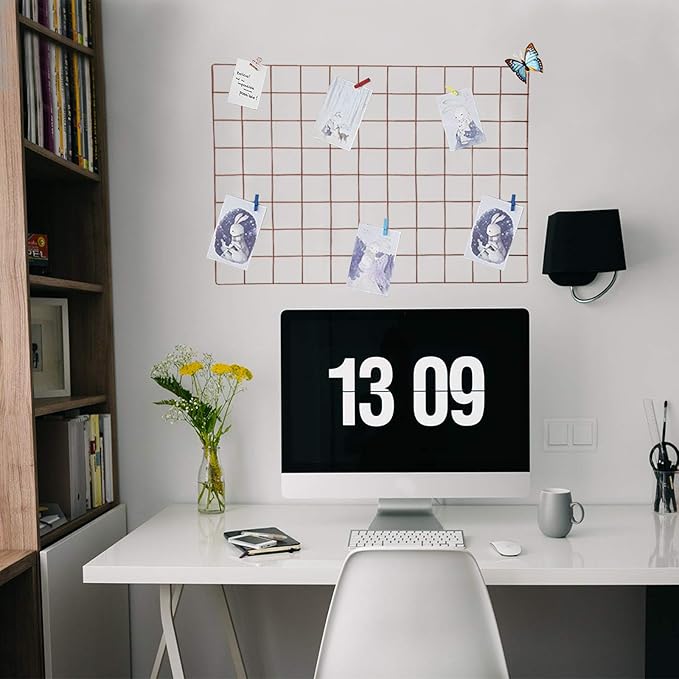 GBYAN Wall Grid 2 Pack Wire Photo Grid Panels Metal Picture Rack Wall Organizer for Memo, Photo Display, 25.6" x17.7 Each Grid Panel