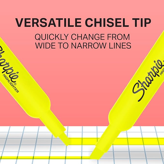 SHARPIE Tank Style Highlighters Chisel Tip Fluorescent Yellow,36 Count (Pack of 6)