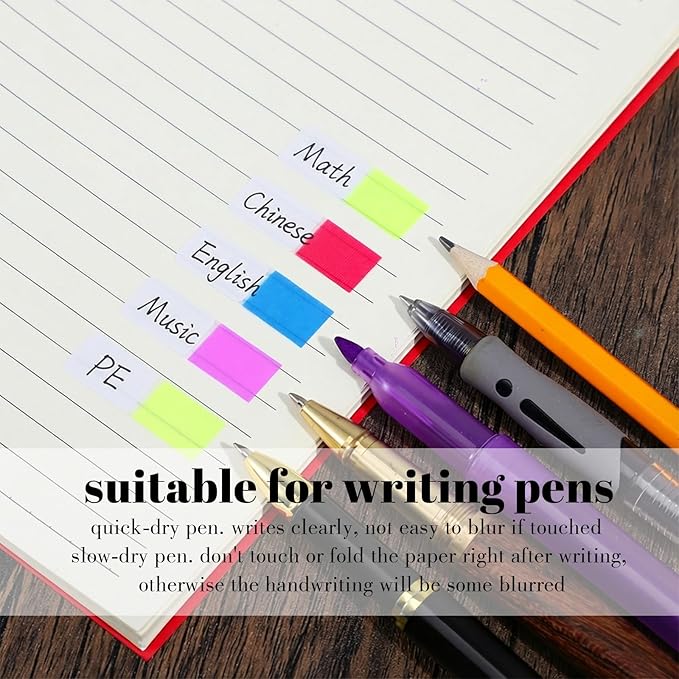 1600Pcs Book Annotation Tabs Sticky Tabs for Notebooks Page Markers Book Clear Sticky Notes Writable Small Colored Stickys Pop Up Index Tab for Planner Classify Files Teacher Supplies