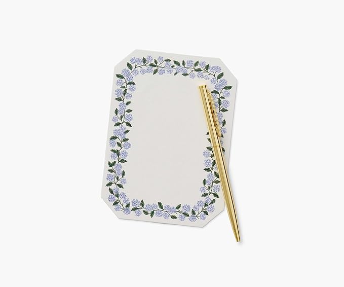 RIFLE PAPER CO. Hydrangea Note Writing Set, Take Notes with Style, Everyday Reminders or Special Occasion Use, Add a Pinch of Pinache to any Note Taking Task