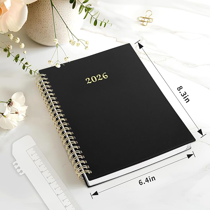 2026 Planner, Annecy Weekly ＆ Monthly Planner 2026, Jan. 2026 – Dec. 2026, 6.4" x 8.3" Monthly Agenda Planner with Tabs, Waterproof Flexible Cover, Spiral Binding, Double-sided Pocket, Bookmark, Black