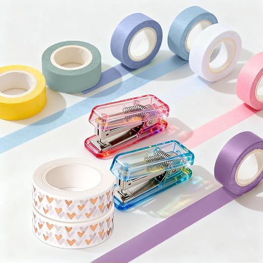 2Pack Light Blue Washi Tapes, Self-Adhesive Decorative Masking Tape, Decor Journals Scrapbooks Planners DIY Crafts Gift