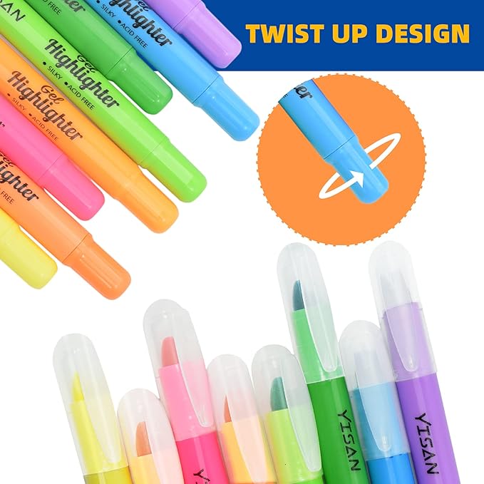 YISAN Bible Highlighters No Bleed,Gel Highlighter,Dry Highlighters,Crayon Marker Pens for Bible Study Journaling,8 Assorted Colors 20222