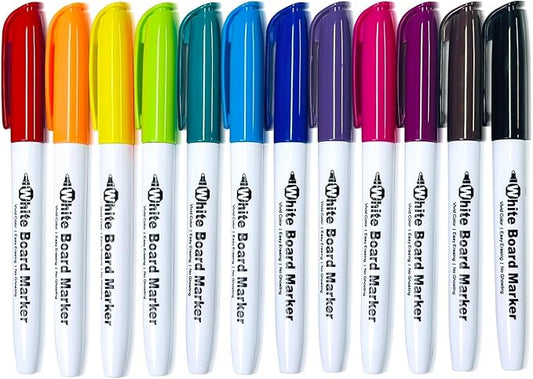 SFAIH Gifts for Kids - 12 Pack Dry Erase Markers, 12 Colors Low Odor Whiteboard Markers for Children, Perfect Stocking Stuffer, Travel Drawing & Learning, Home & School Use, Non-Toxic