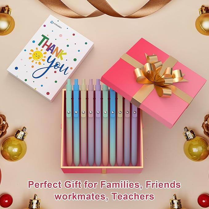 Gel Pens,0.5mm Fine Point Quick Dry Black Gel Pen,Smooth Writing,High-End Series Aesthetic Pen for Journaling Note Taking,Happy Birthday Gift Basket (10 Pcs Black Ink-Gradient shaft pens)