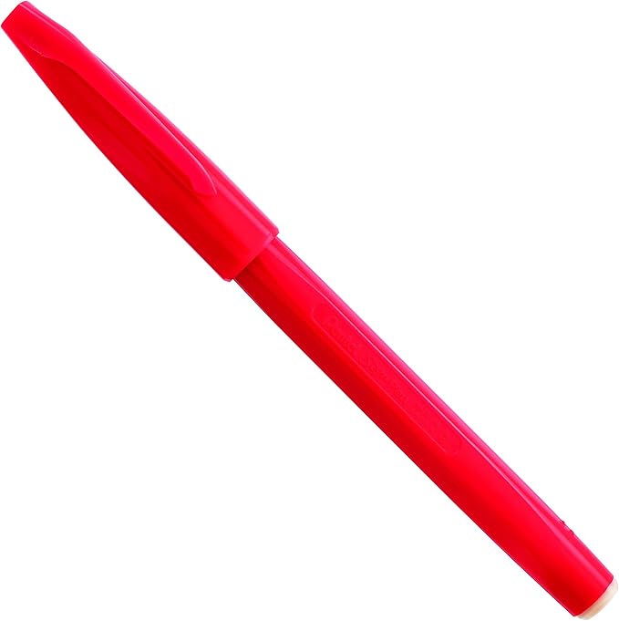 Pentel Sign Pen Fiber-Tipped Pen, Red Ink, Box of 12 (S520-B)