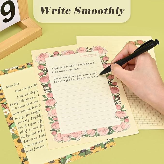 BAYTORY 36Pcs Stationery Paper and Envelopes Set, Cute Animal Patterns Envelope, Love Letter Papers Letter Writing Kit, 18 Paper Sheets + 9 Envelopes (Sheep, Hedgehog, Fox)