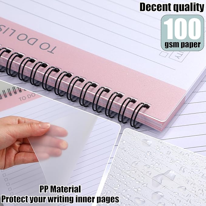 Kisston 4 Pcs to Do List Notebook Daily Planning Pad Spiral Book 8.5 x 11 Inches Activity Log Notepad Daily Activity Log Record Book for Work Boosting Productivity