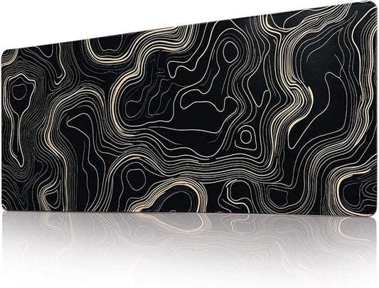 Desk Mat Mouse Pad Gaming Desk Pad XL Large Mouse Mat Office Decor Accessories (Black Gold Terrain)