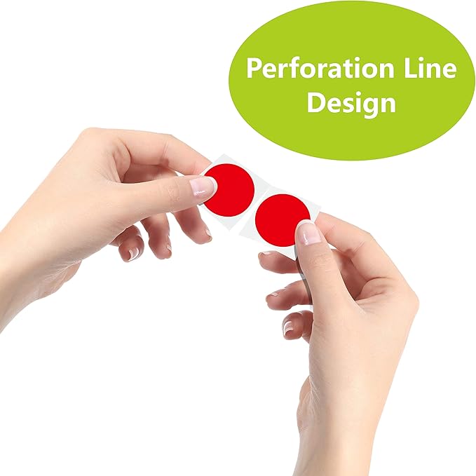 1500 PCS Red Round Color Coding Circle Dots Inventory Stickers Labels with Perforation Line in Roll (Each Measures 1" in Diameter)