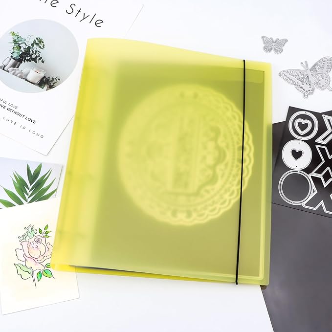 A4 4-Holes Round Ring View Binders Plastic Cover, Refillable Notebook Journal Binder File Folder, Loose Leaf Sheet Protector/DIY Scrapbooking/Binder Cover Protector (Yellow)