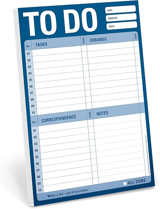 1-Count Knock Knock To Do Pad, To Do List Note Pad for Daily Tasks, Errands, Notes, 6 x 9-inches (Blue)