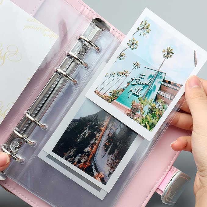 NatSumeBasics 12 A6 Binder Pockets a6 Budget Cash Envelopes Clear Binder Inserts for 6-Ring Notebook Binder Sheet Protectors Organizer Photos Money Bills (A6, Clear)