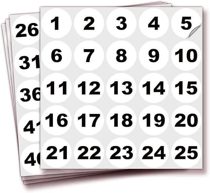 iSYFIX White Consecutive Number Stickers – 1 to 100, 1.5-inch, 1 set – Vinyl Self Adhesive Premium Decal, Ideal for Inventory, Storage, Organizing, Boxes, Bins, Toolbox, Lockers & More, Indoor/Outdoor