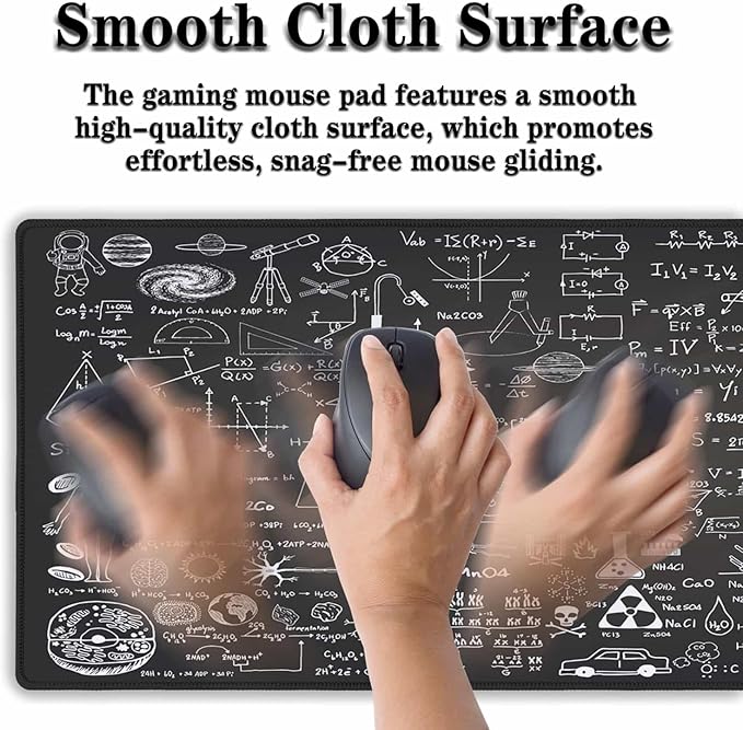 Large Mouse Mat Black Gaming Mousepad, Oversized Mouse Pads Long Desk Pad, Desktop Computer Pad Waterproof Non-Slip Rubber Base, 35.4 X 15.7 inch for Work/Game/Office/Home Science Formulas