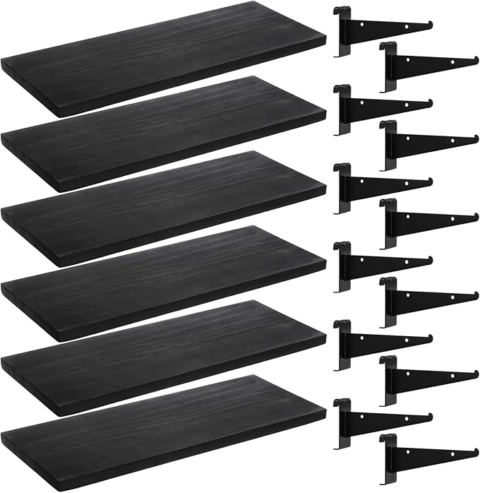 OMISTAR 6 PCS Gridwall Shelves with Metal Brackets, 15.7 x 6 Inches Wooden Grid Wall Board with Metal Brackets, Grid Wall Organizer, Heavy Duty Gridwall Accessories for Living Room Garage Tool Room