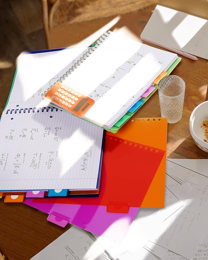 Spiral Notebook - 5 Subject Notebook, College Ruled Notebook With Dividers Pocket, Tabs Label, 11" Ruler, 100 Sheets of 200 Pages, for Writing Journal, Home & Office, School Supplies,