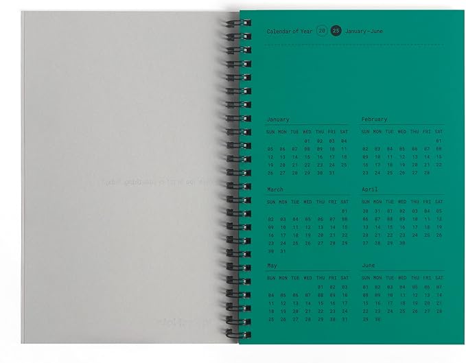 Blank Spiral Notebook 5.51 x 8.27 in (A5), 160 Pages Blank Paper, Wirebound Sketchbook for Drawing, Notes & Creative Ideas, Calendar Card Included (2025) (Emerald)