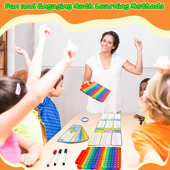 Multiplication Flash Cards + Math Board, Math Flash Cards & Chart, Times Table Manipulatives for Preschoolers 3rd,4th,5th,6th Grade