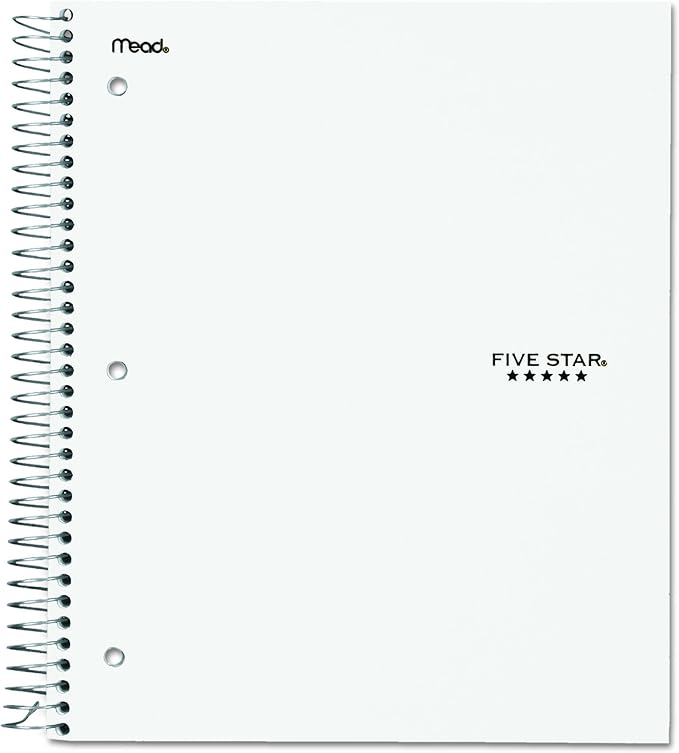 Five Star 06210 Wirebound 3-Subject Notebook, College Rule, 11 x 8 1/2, 150 Sheets, Assorted (Pack of 2)