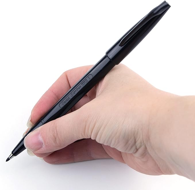 Pentel® Sign Pens®, Fine Point, 2.0 mm, Black Barrel, Black Ink, Pack Of 24 Pens