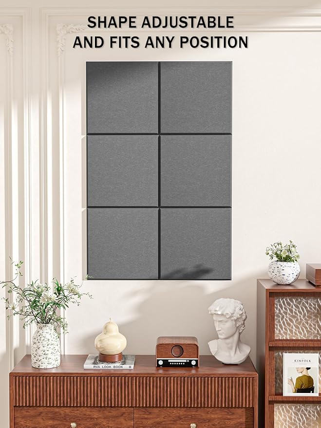 Hsurbtra Large Cork Board for Wall 36 x 24 Inch, 6 Pack Felt Bulletin Notice Board with Pushpins for Office Home School Farmhouse Wall Decor, Dark Gray
