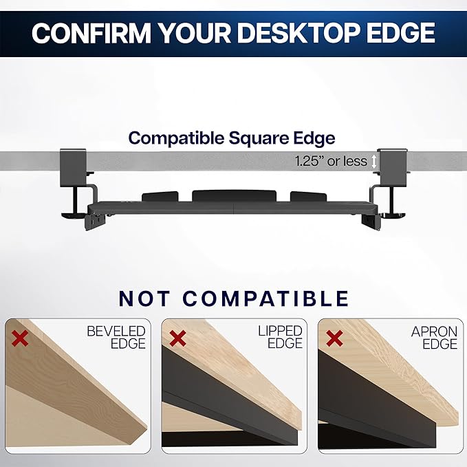 VIVO Small Clamp-on Computer Keyboard and Mouse Under Desk Slider Tray, 20 x 11 inch Pull Out Platform Drawer, Light Wood, MOUNT-KB05ES-A