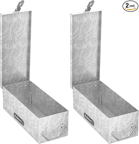 Stalwart Metal Lock Box with Folding Handle | Stackable Design | Secure Valuables | Silver | Pack of 2