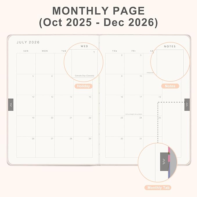 And Per Se 2026 Planner, 15 Months Hardcover Daily, Weekly & Monthly Planner, A5 size, 100GSM Thick Paper, Back Pocket, 5.7" x 8"(Botanical Floral)