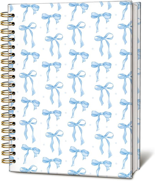 Coquette blue Bow Notebook Journal, Preppy Aesthetic Journal, Preppy Gifts for Women, blue Office Supplies, Hardcover Spiral Notebook 80 Sheets -160 Pages 5.5x8.3 Inch