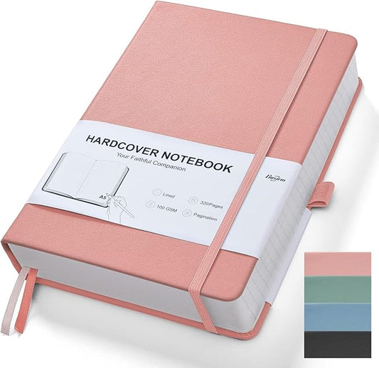 Lined Journal Notebook for Work, 320 Pages 100gsm Thick A5 (5.75"x8.38") College Ruled Journal for Women & Writing, Hardcover Notebook for Note Taking, Perfect for Office Home School Supplies, Pink