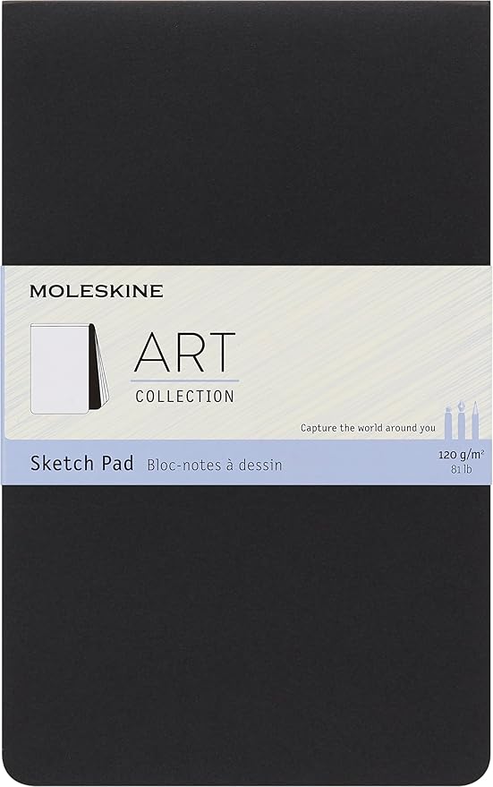 Moleskine Art Sketch Pad, Soft Cover, Large (5" x 8.25") Plain/Blank, Black, 48 Pages